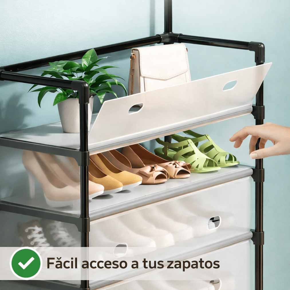 Zapatero 5 Niveles con Perchero – Antipolvo + Envío Gratis - 5
