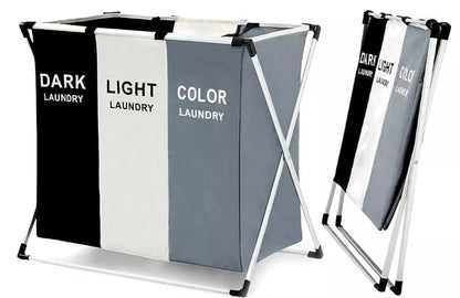 LaundryBox – Canasta Plegable con 3 Compartimentos