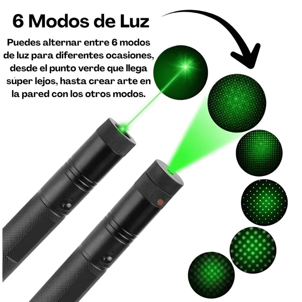 LumiX - Laser Verde UltraLight Recargável – Potente, 6 Modos, Alcance 10km+
