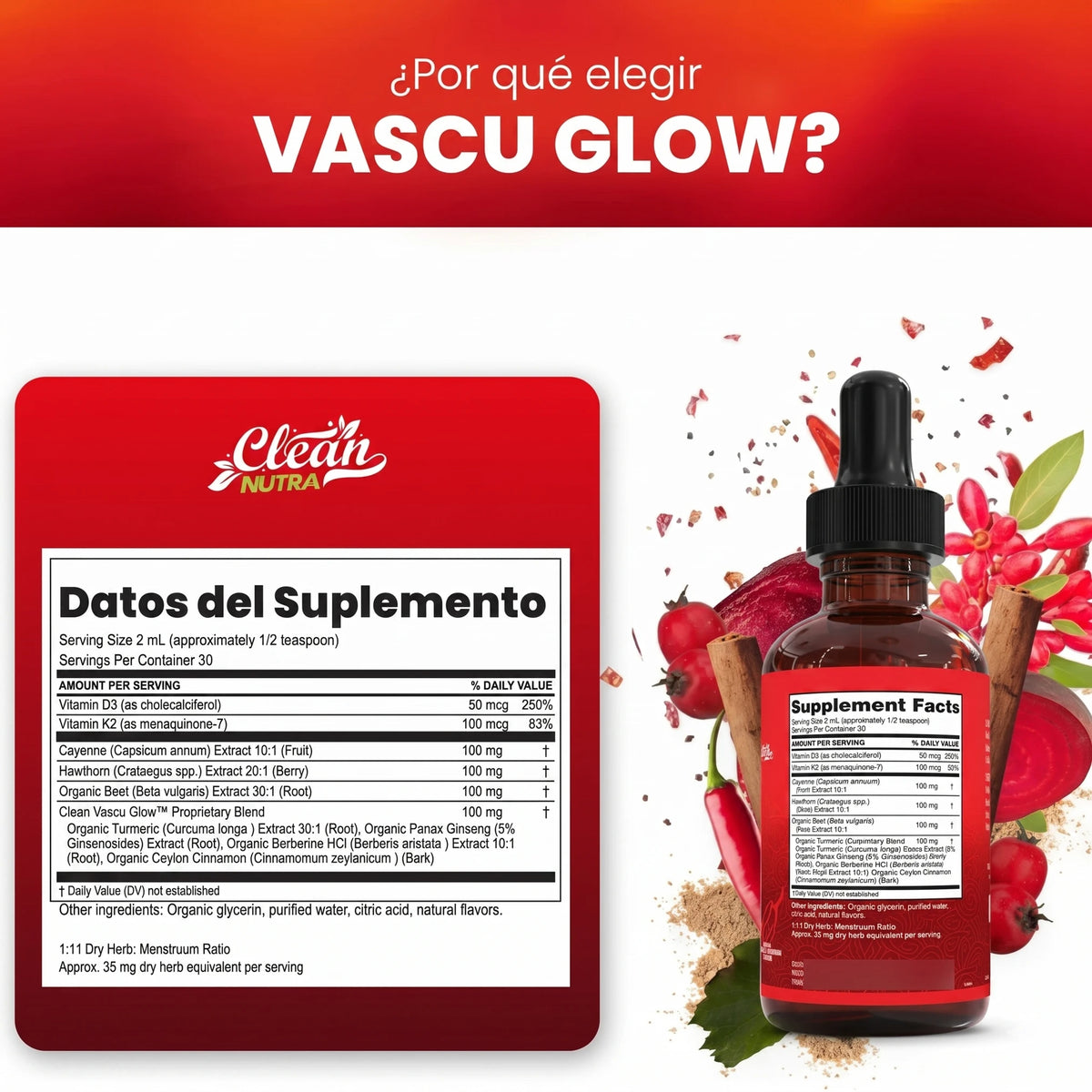Clean Nutra VascuGlow | Controla el Azúcar y Protege tu Corazón