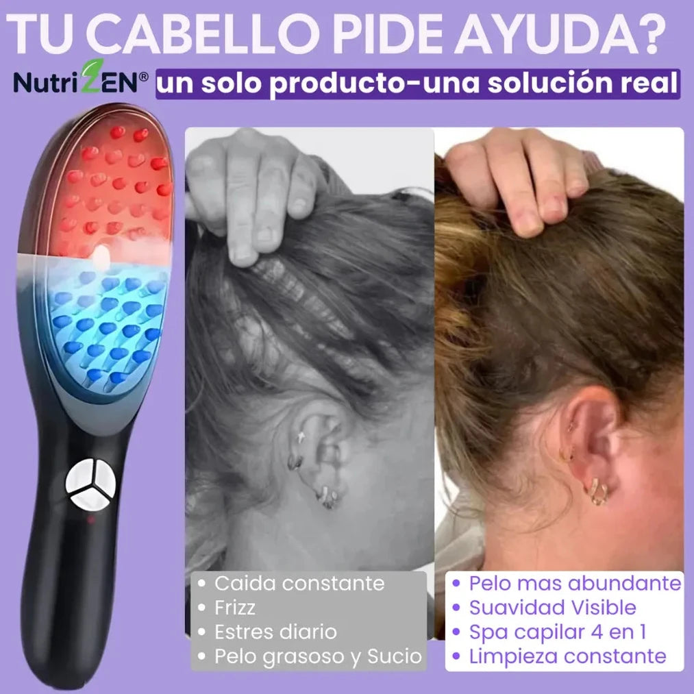 Cepillo masajeador con vapor y fototerapia LED